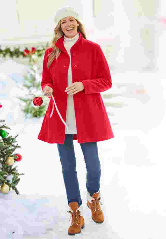 Fleece Swing Funnel-Neck Coat image number 0