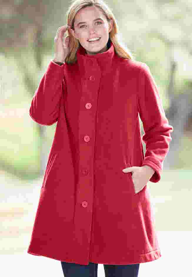 Fleece Swing Funnel-Neck Coat image number 4