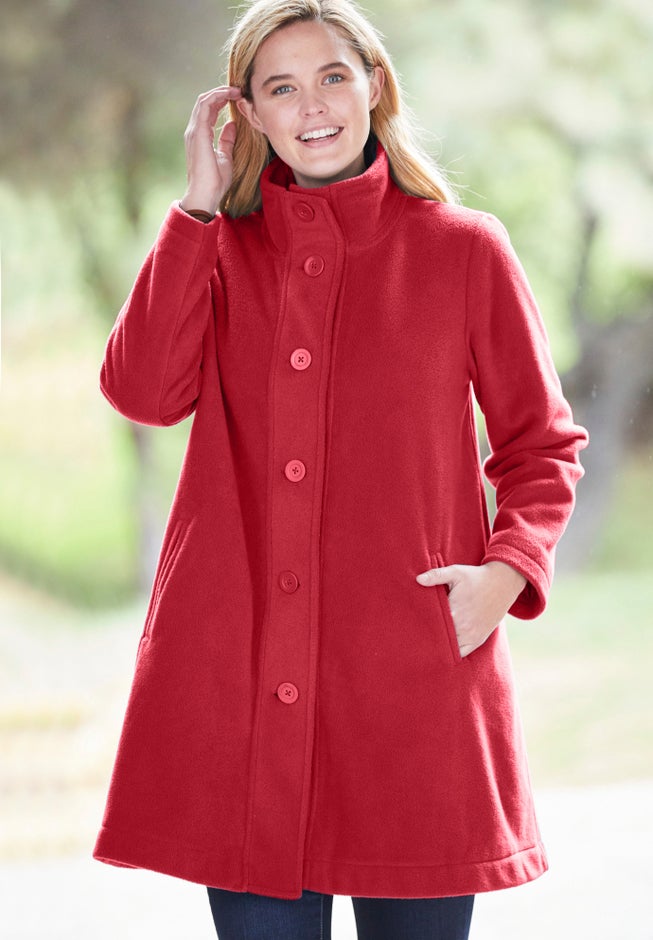 Fleece Swing Funnel-Neck Coat image number 5