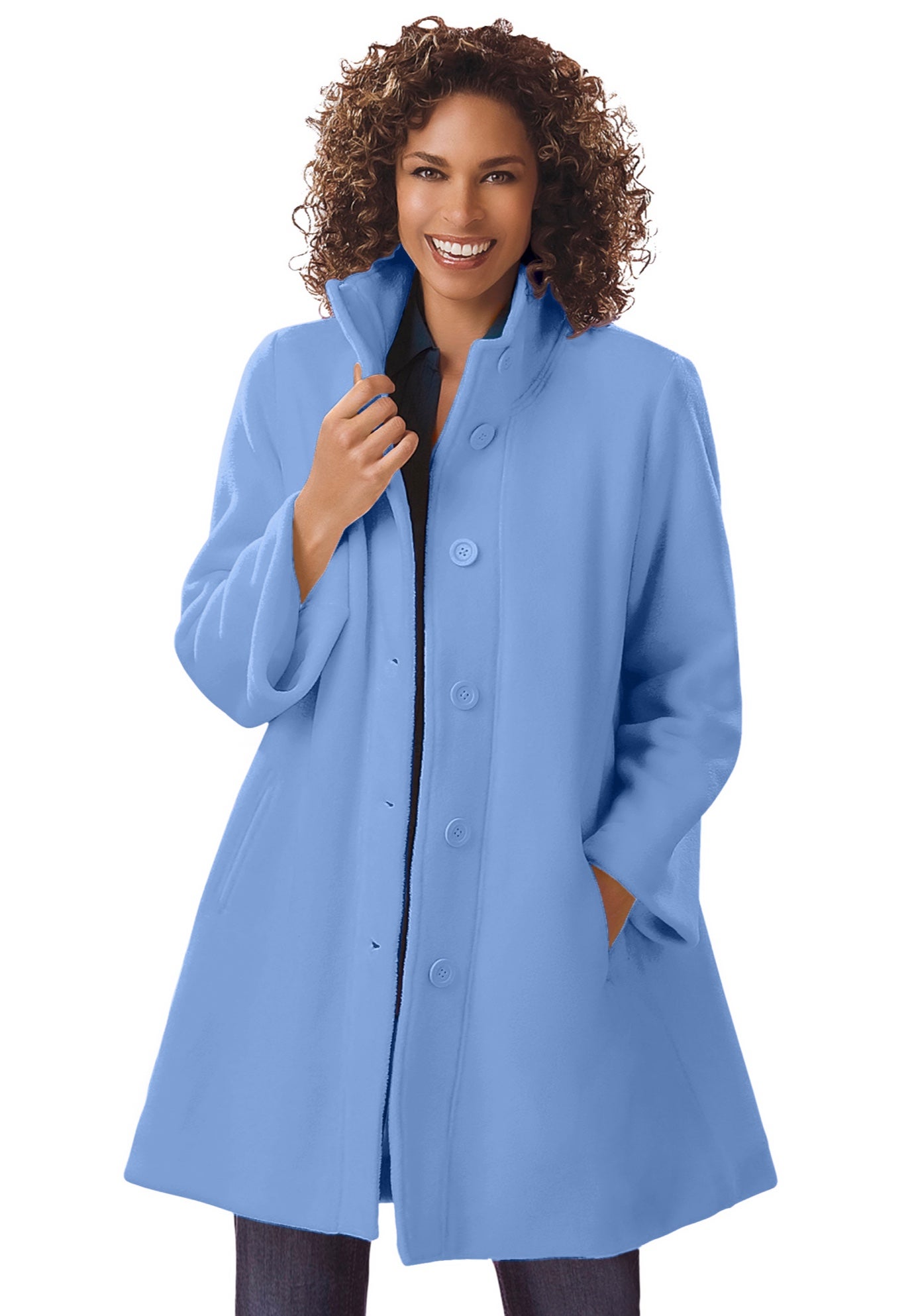 Fleece Swing Funnel-Neck Coat image number 0