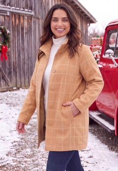 Fleece Swing Funnel-Neck Coat