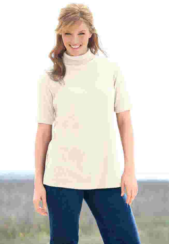 Ribbed Short Sleeve Turtleneck image number 1