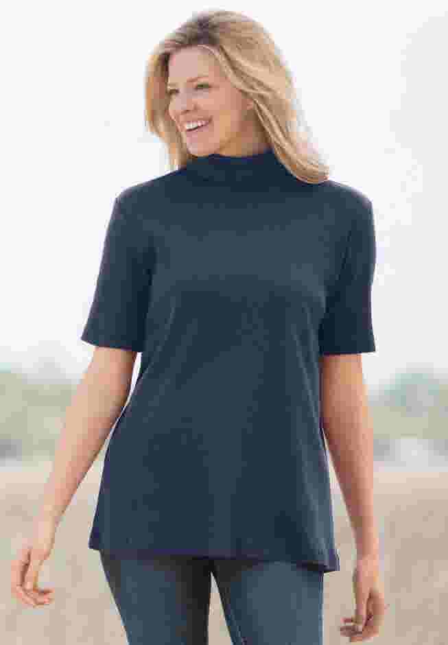 Ribbed Short Sleeve Turtleneck image number 4