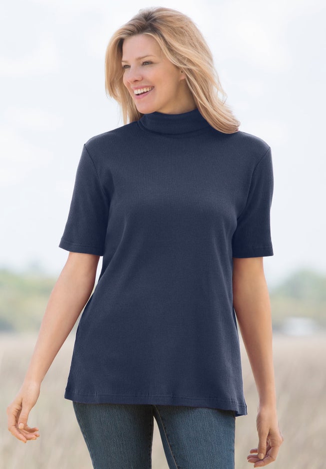 Ribbed Short Sleeve Turtleneck image number 5