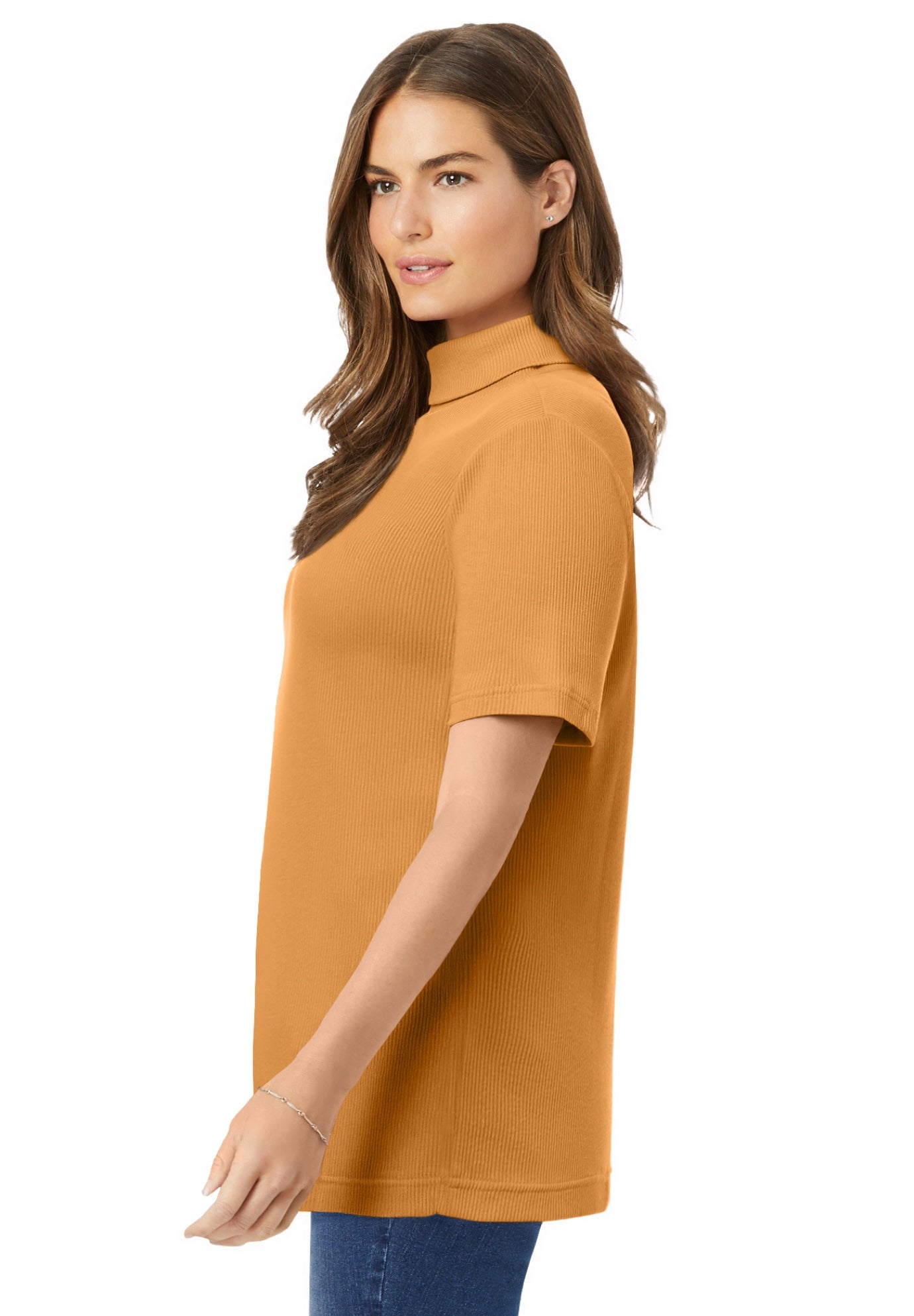 Ribbed Short Sleeve Turtleneck image number 2