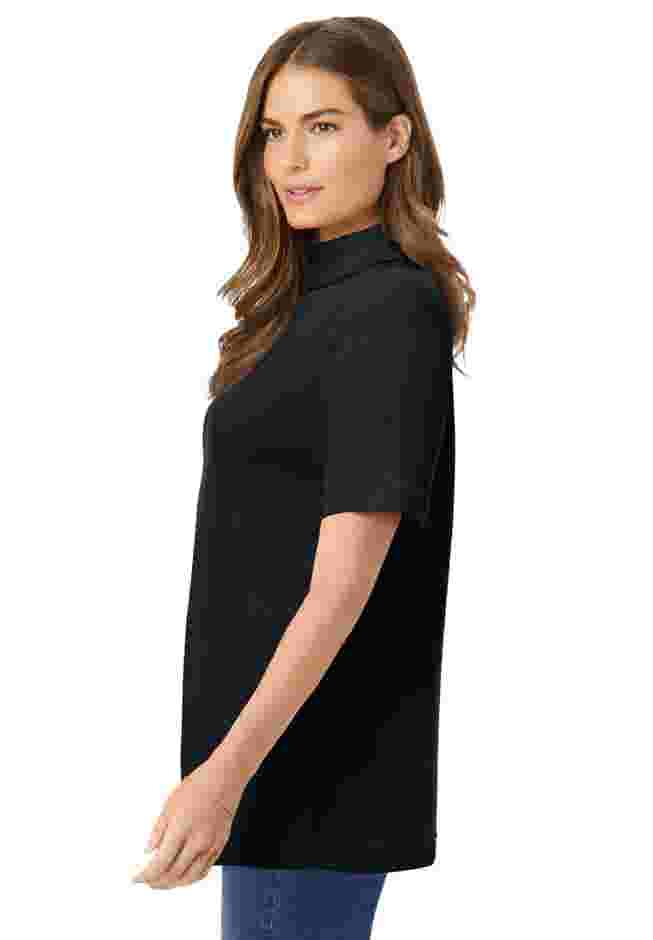 Ribbed Short Sleeve Turtleneck image number 2
