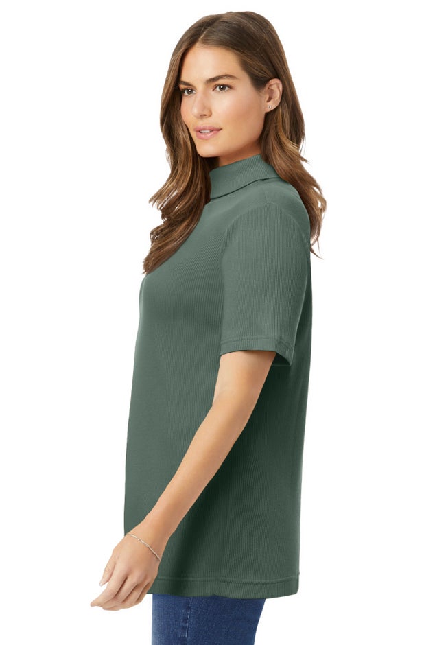 Ribbed Short Sleeve Turtleneck image number 2