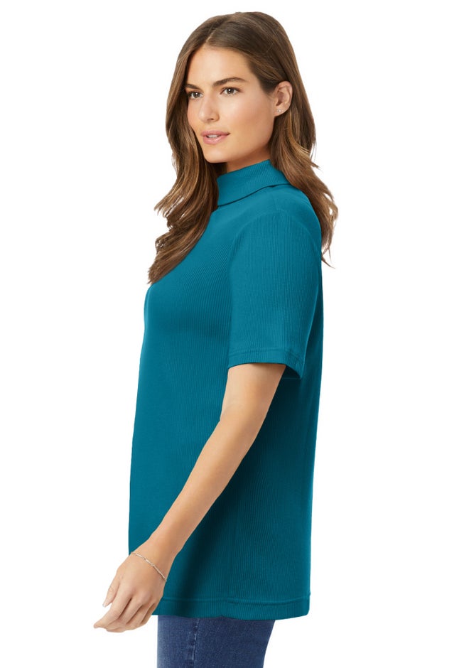 Ribbed Short Sleeve Turtleneck image number 2