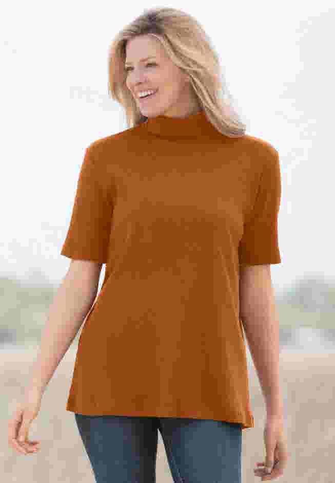 Ribbed Short Sleeve Turtleneck image number 0