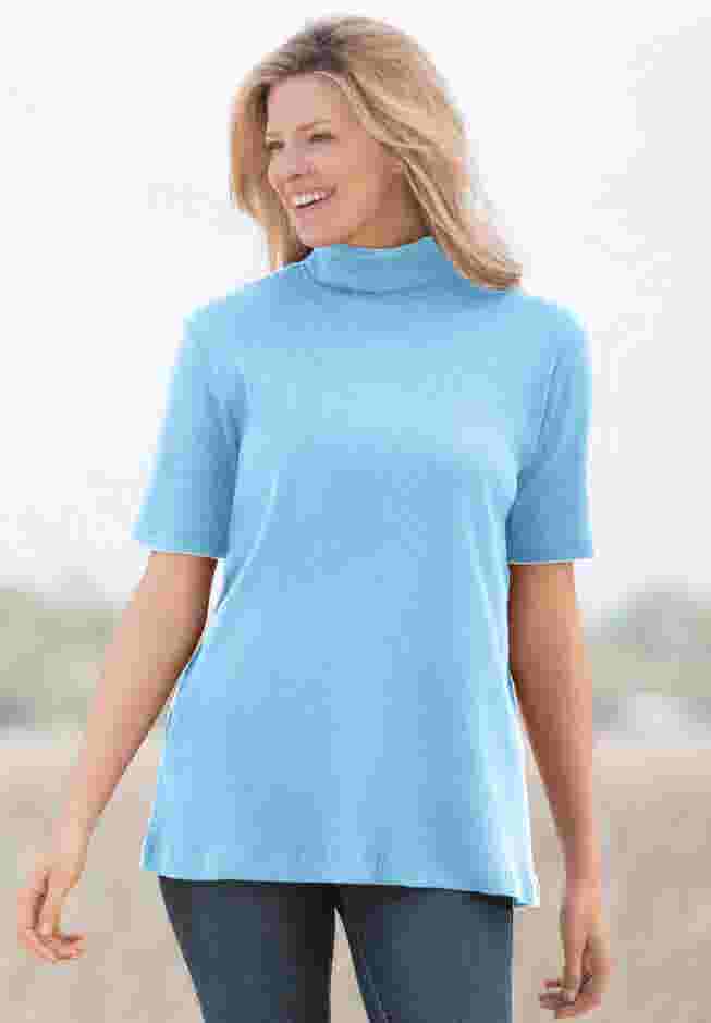 Ribbed Short Sleeve Turtleneck image number 0