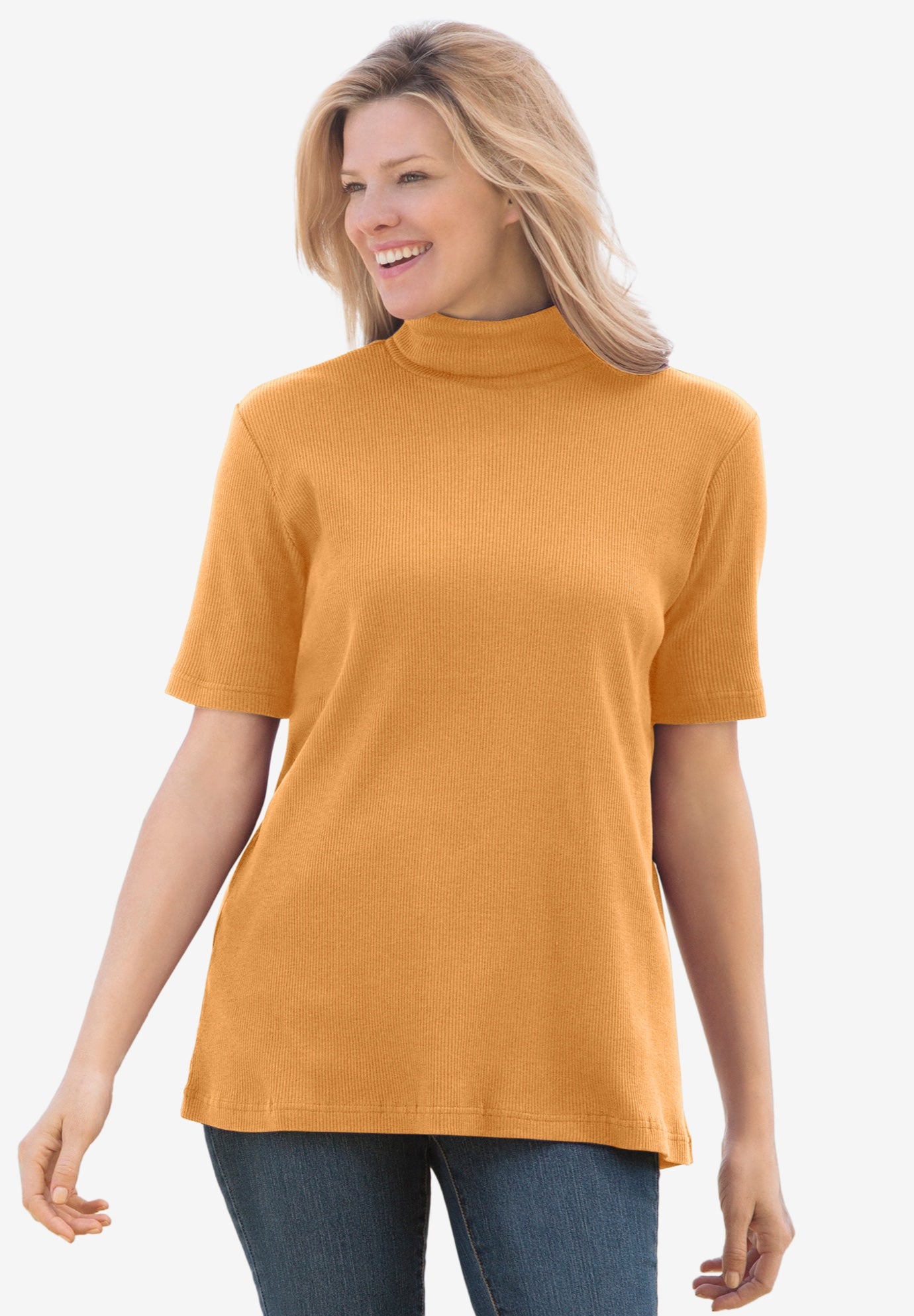 Ribbed Short Sleeve Turtleneck image number 0