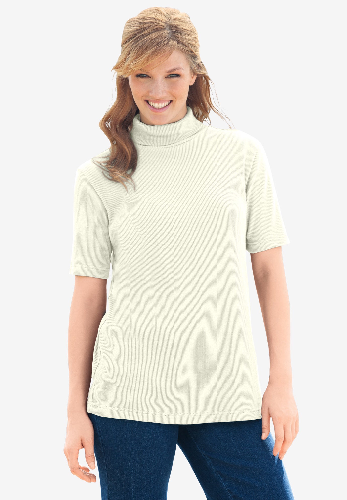 Ribbed Short Sleeve Turtleneck image number 0