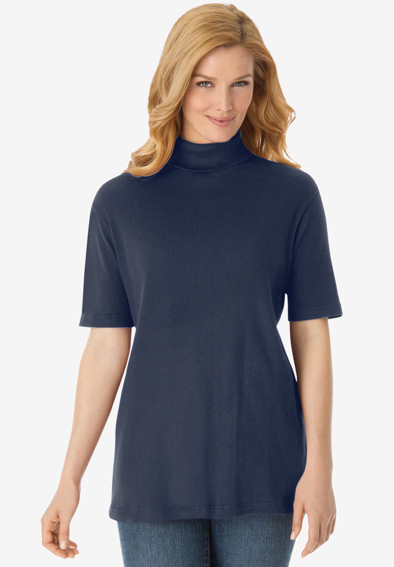 Ribbed Short Sleeve Turtleneck image number 0