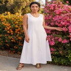 Stretch Cotton Crochet-Back Maxi Dress image number null