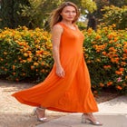 Stretch Cotton Crochet-Back Maxi Dress image number null