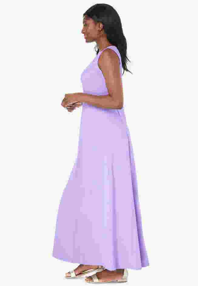 Stretch Cotton Crochet-Back Maxi Dress image number 4
