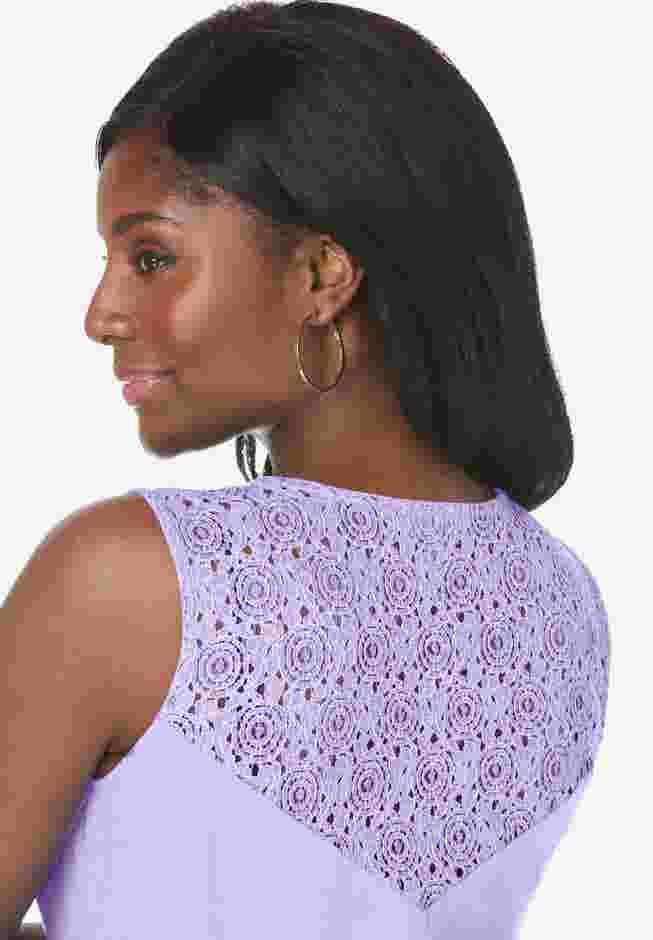 Stretch Cotton Crochet-Back Maxi Dress image number 5