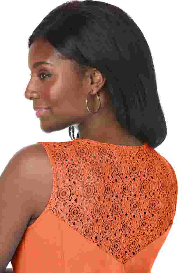 Stretch Cotton Crochet-Back Maxi Dress image number 3