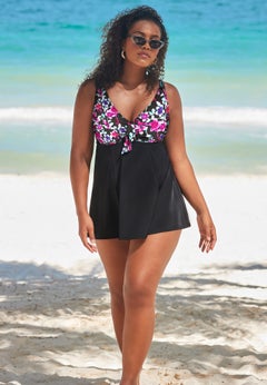 Tie Front V-Neck Swimdress