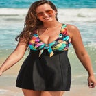Tie Front V-Neck Swimdress image number null