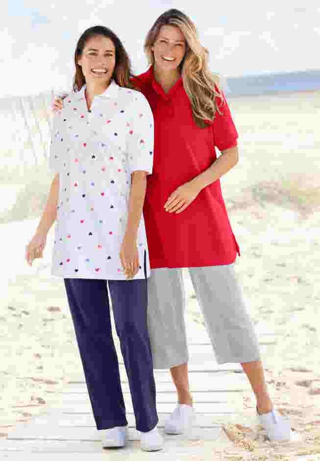 Elbow-Sleeve Polo Tunic image number 1