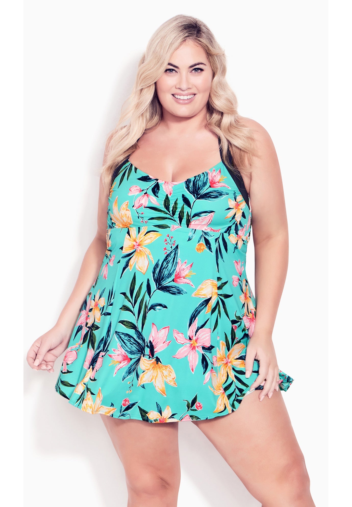 Hi Back Print Swim Dress image number 3