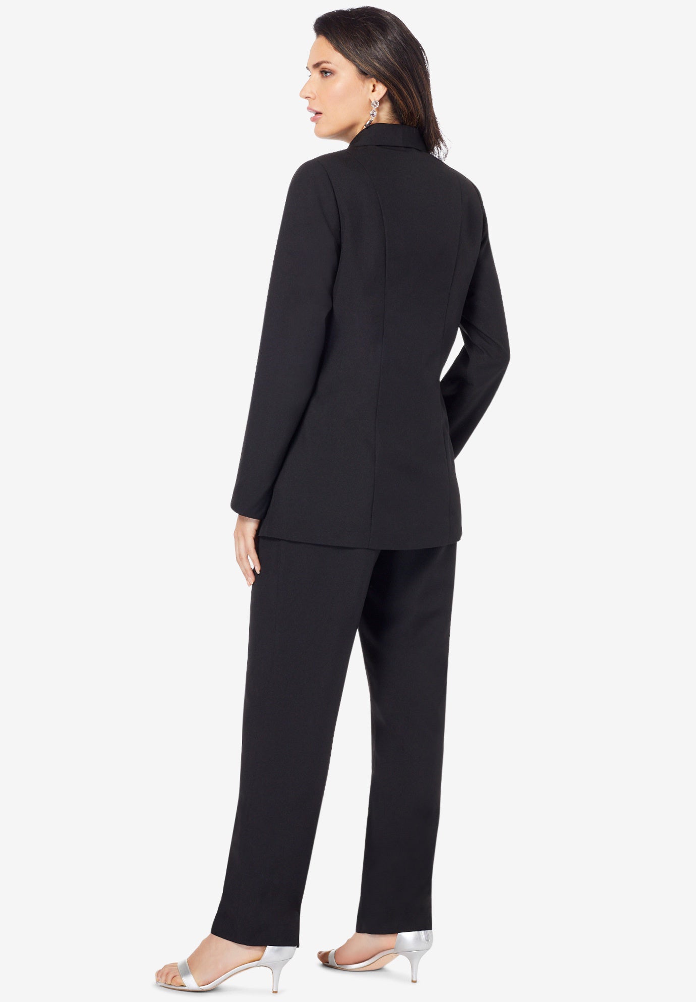 Plus Size Long Sleeve Ten-Button Shawl-Collar Pant Suit &ndash; 2-Piece Pant Set image number 1