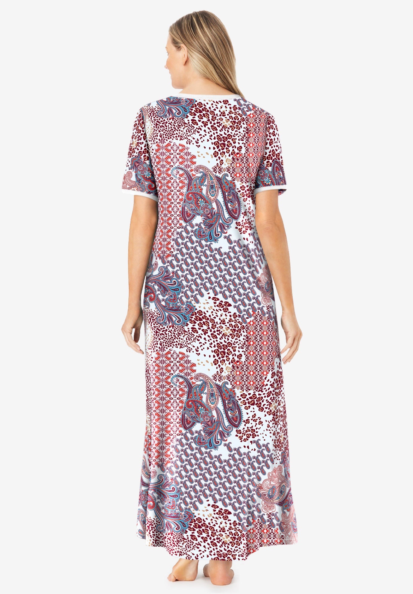 V-Neck Short Sleeve Maxi T-Shirt Lounger image number 1