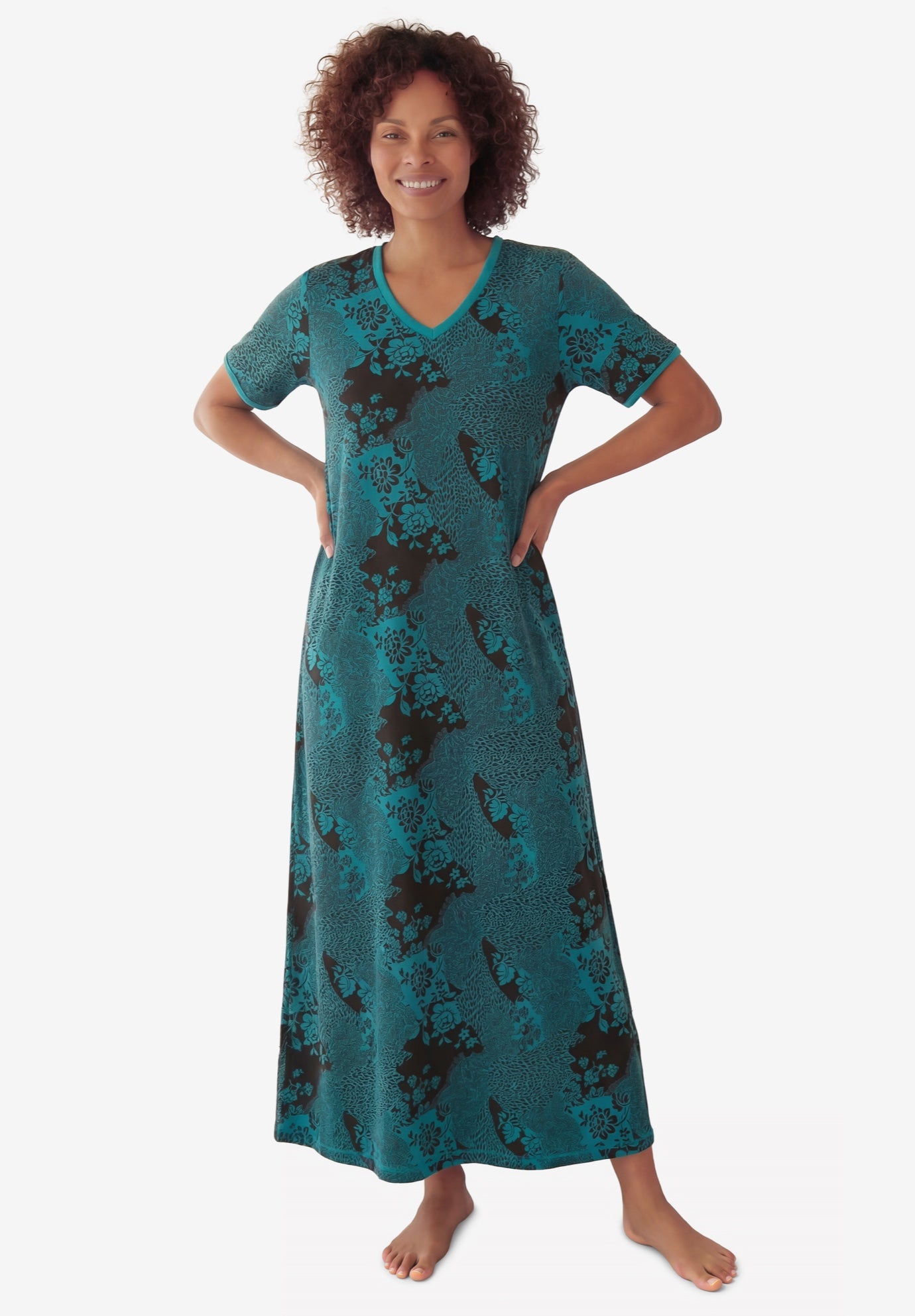 V-Neck Short Sleeve Maxi Lounger image number 0