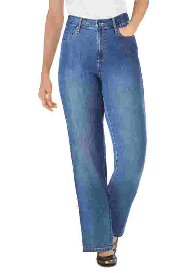 Womens Plus-Size Perfect Relaxed All-Cotton Denim Five-Pocket Jeans image number 0