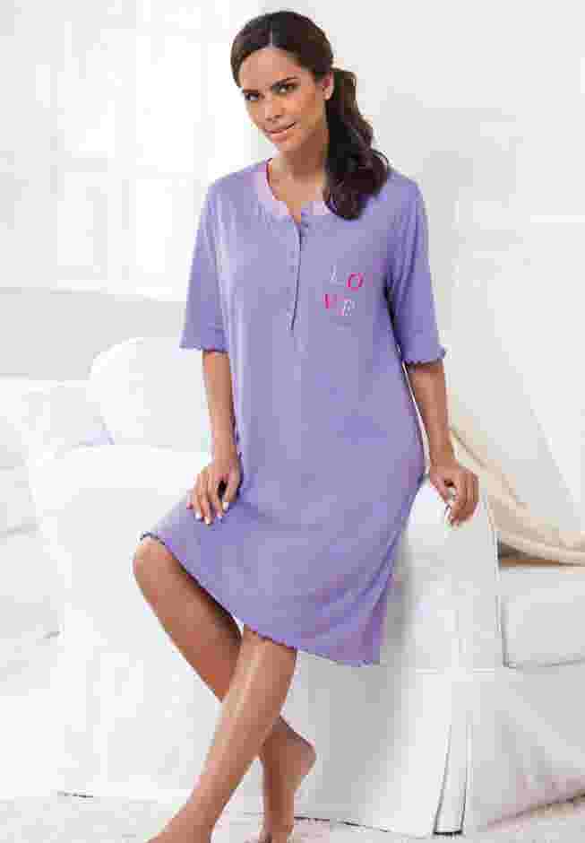 Satin Trim Cotton Sleepshirt image number 3