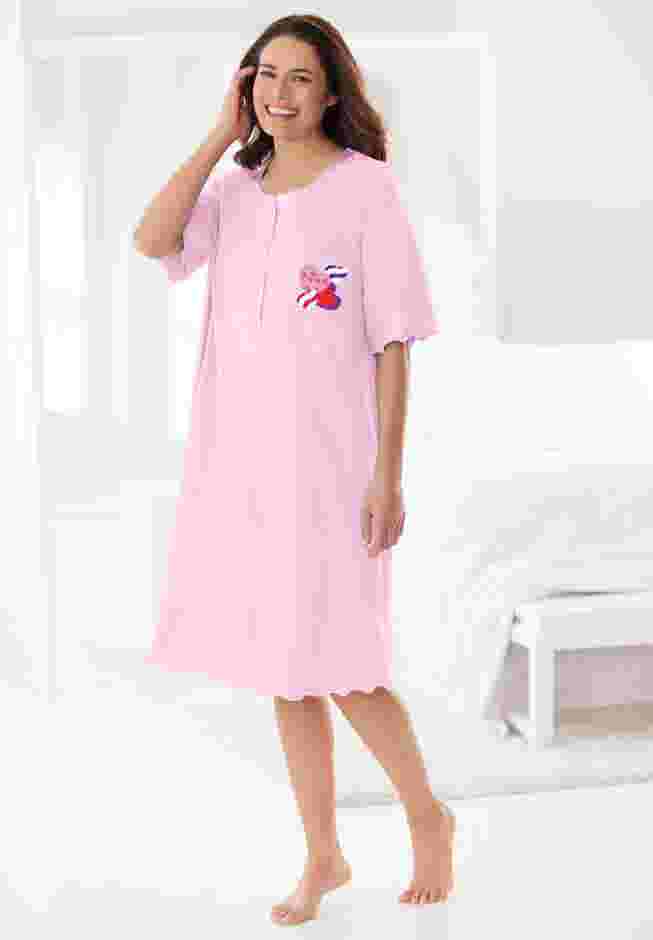 Satin Trim Cotton Sleepshirt image number 4