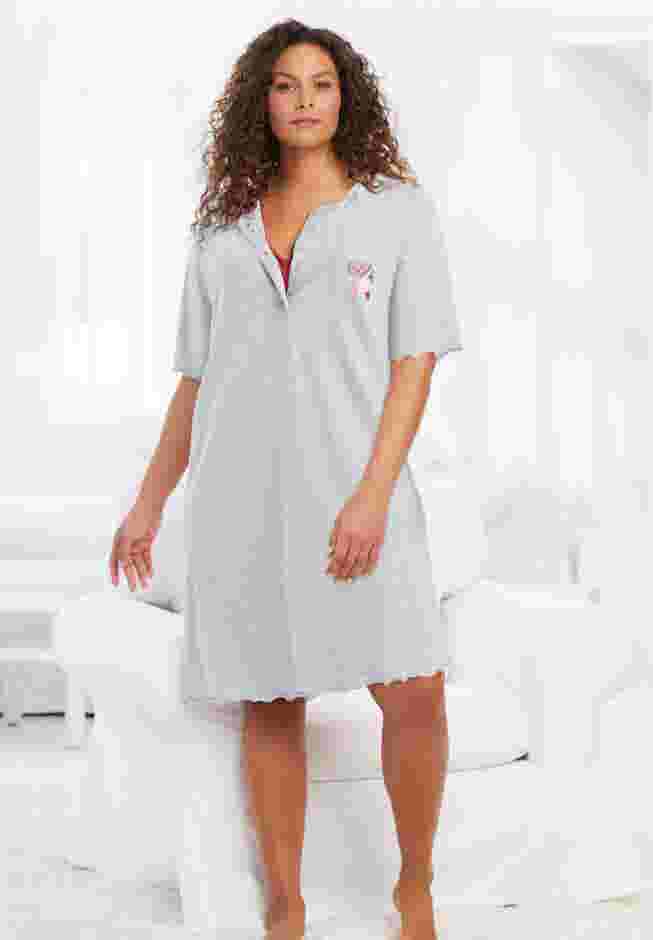 Satin Trim Cotton Sleepshirt image number 5