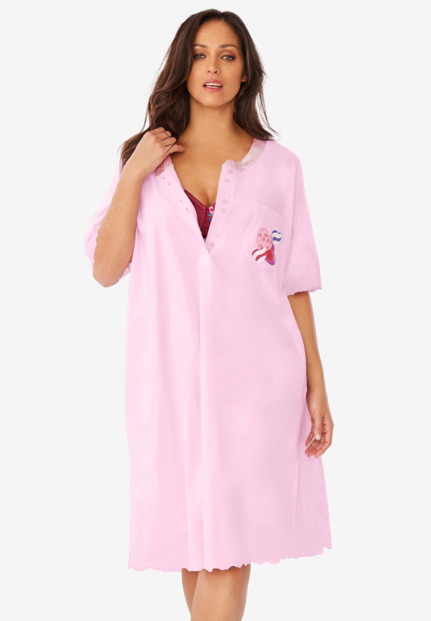 Satin Trim Cotton Sleepshirt image number 0