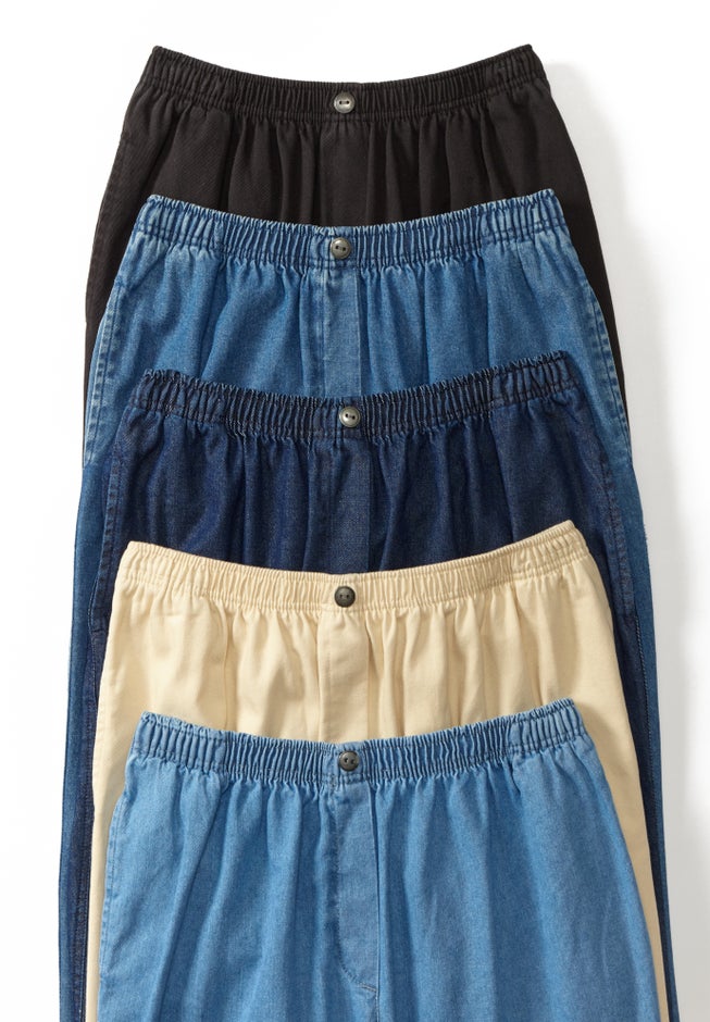 7-Day Straight-Leg Elastic-Waist Cotton Denim Pant image number 3