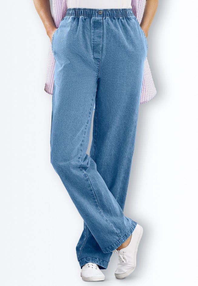 Straight-Leg All-Cotton Denim Pull-On 7-Day Elastic-Waist Jeans image number 5
