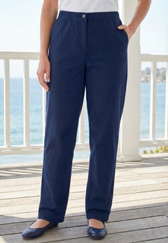 7-Day Straight-Leg Elastic-Waist Cotton Denim Pant