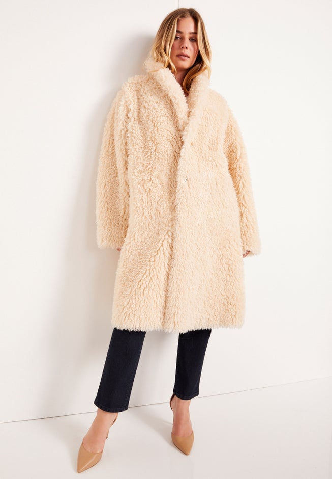 Faux Suede & Shearling Reversible Trench image number null