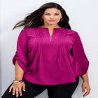 Hailey Zip Front Pintuck Blouse image number 0