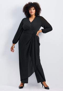 Luxe Drape Chiffon Overlay Jumpsuit