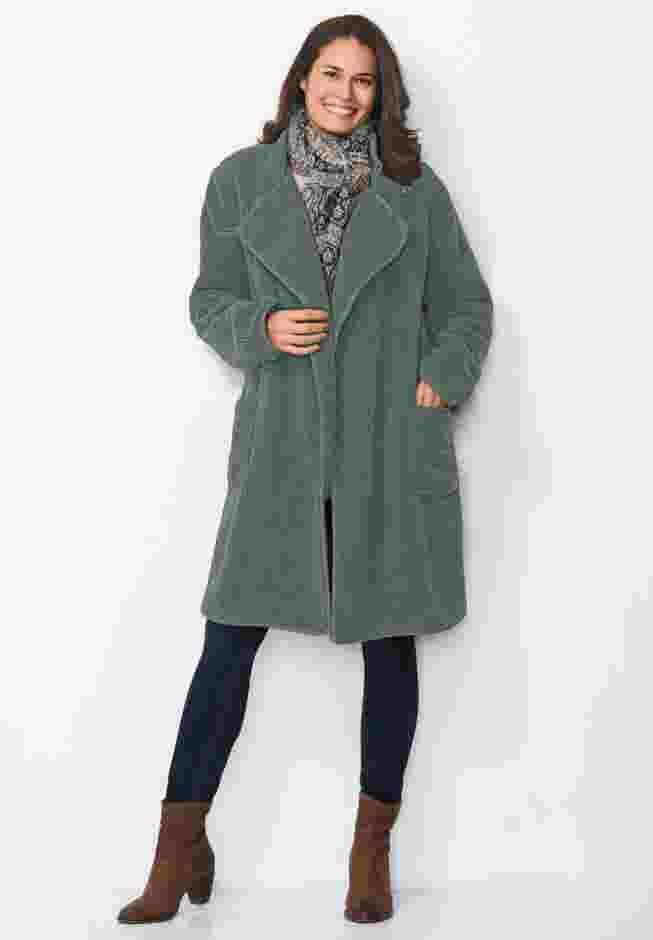 Rib Knit Collar Berber Jacket image number 1
