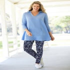 Stretch-Cotton Knit Pull-On Printed Leggings image number null