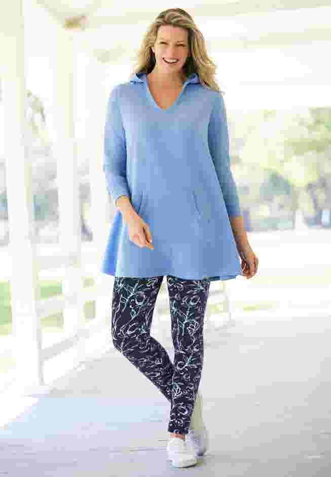 Stretch-Cotton Knit Pull-On Printed Leggings image number 0