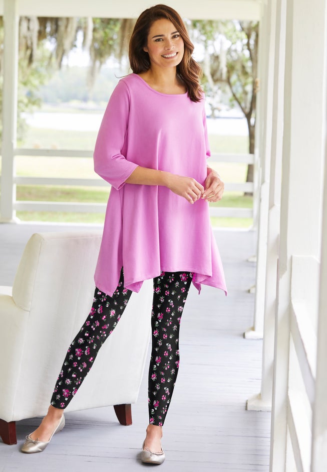 Stretch-Cotton Knit Pull-On Printed Leggings image number 0
