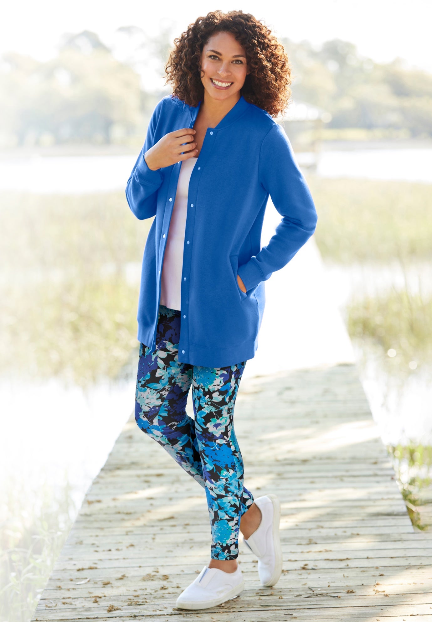 Stretch-Cotton Knit Pull-On Printed Leggings image number 0