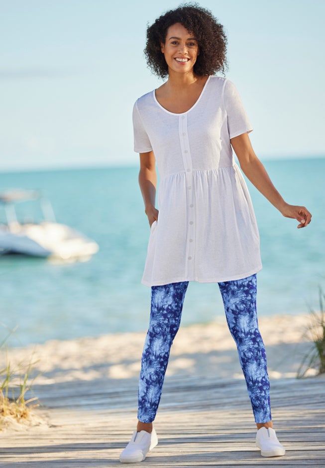 Stretch-Cotton Knit Pull-On Printed Leggings image number 3