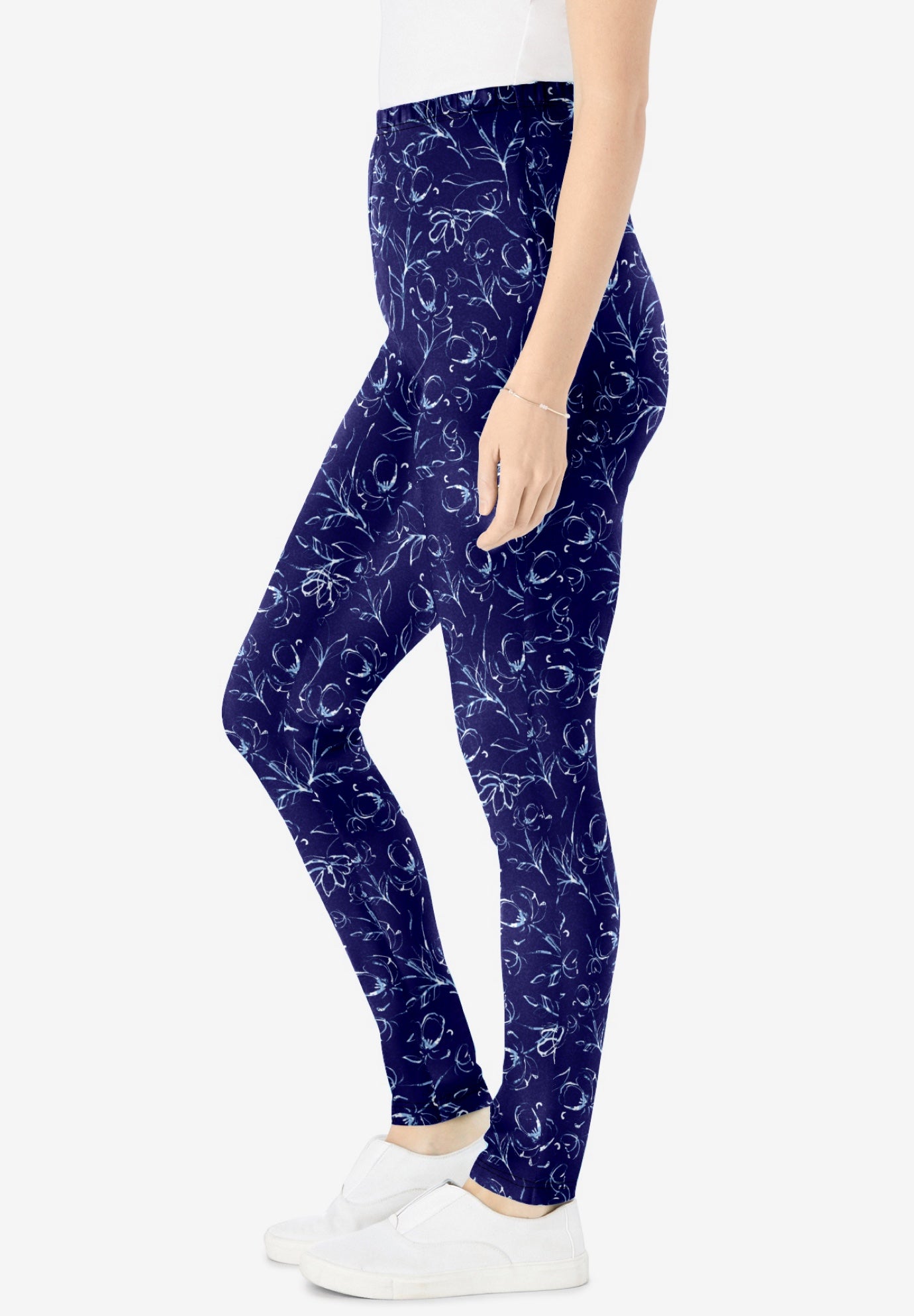 Stretch-Cotton Knit Pull-On Printed Leggings image number 3