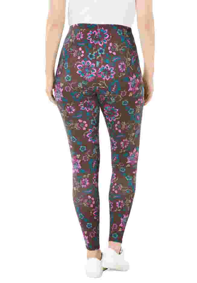 Womens Plus-Size Stretch-Cotton Knit Pull-On Printed Leggings image number 1