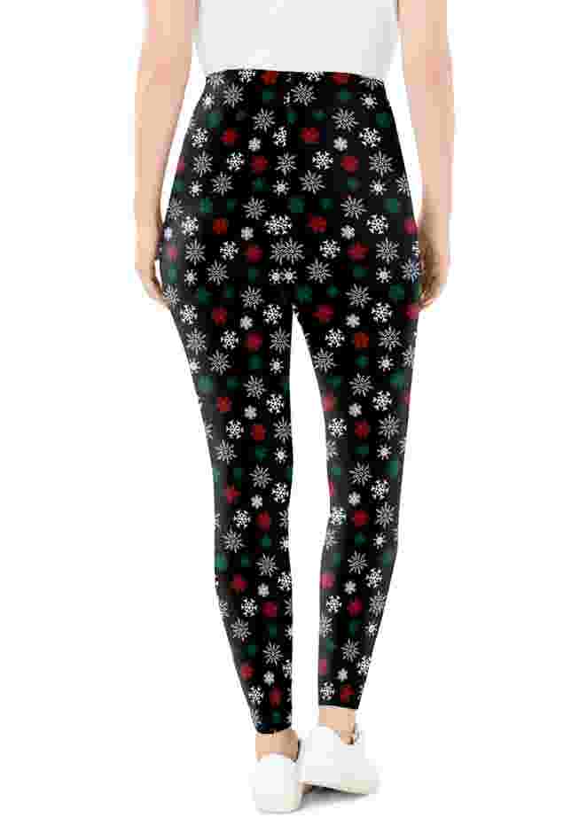 Womens Plus-Size Stretch-Cotton Knit Pull-On Printed Leggings image number 1