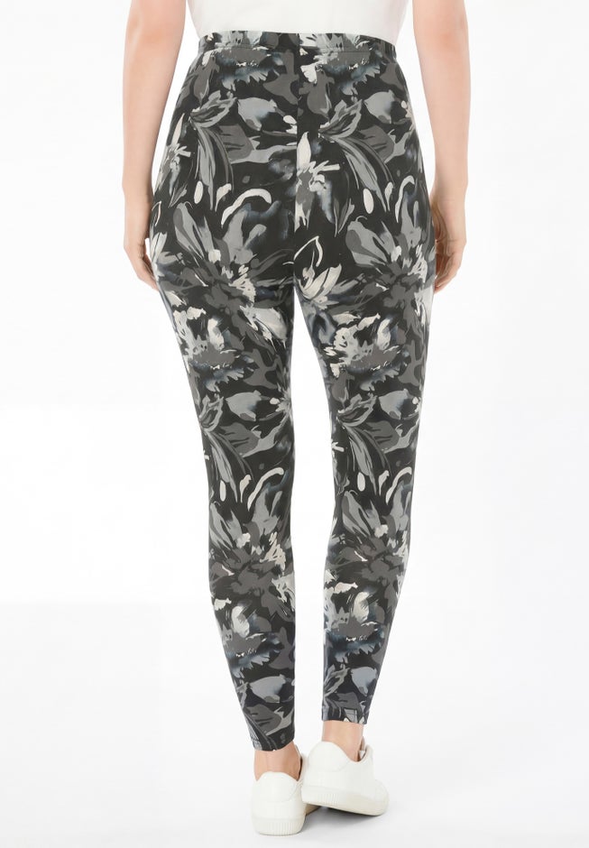 Stretch-Cotton Knit Pull-On Printed Leggings image number 1